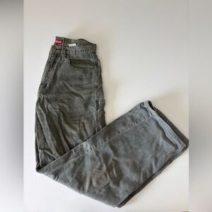 UNIONBAY Sage Green Corduroy Carpenter Pants with Red Logo